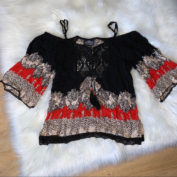Angie cold shoulder boho blouse